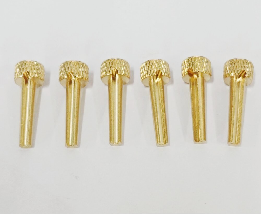 6pcs Guitar String Nails Solid Brass Bridge Pins Abalone Dot Inlay Acoustic