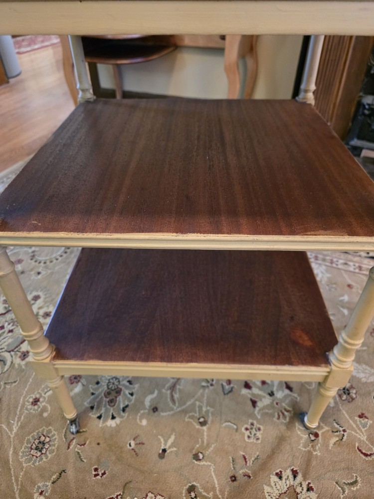 Vintage Rengency Style 3 Tiered Table with Casters Solid Wood