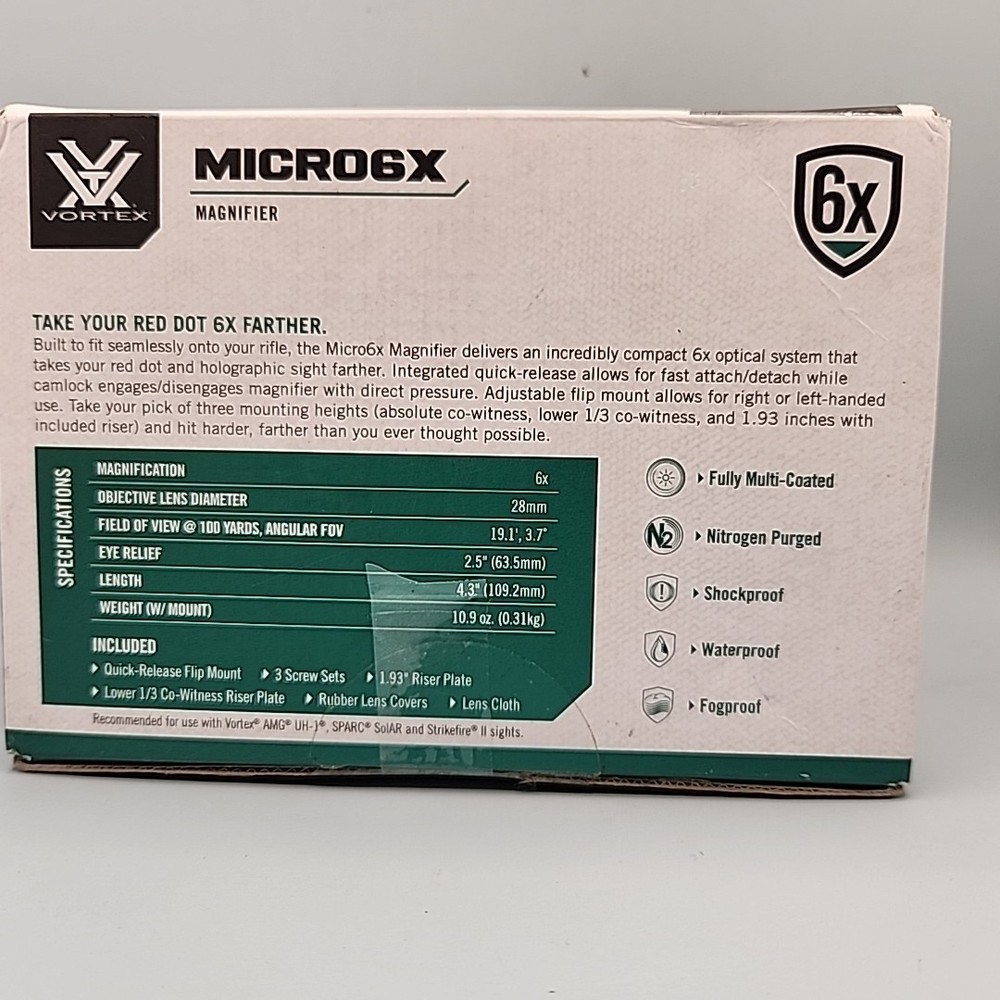 NEW Vortex Micro6X Magnifier with Quick Release Flip Mount V6XM