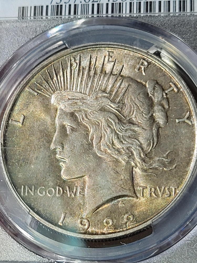1922 $1 Peace Dollar PCGS MS62 Toned