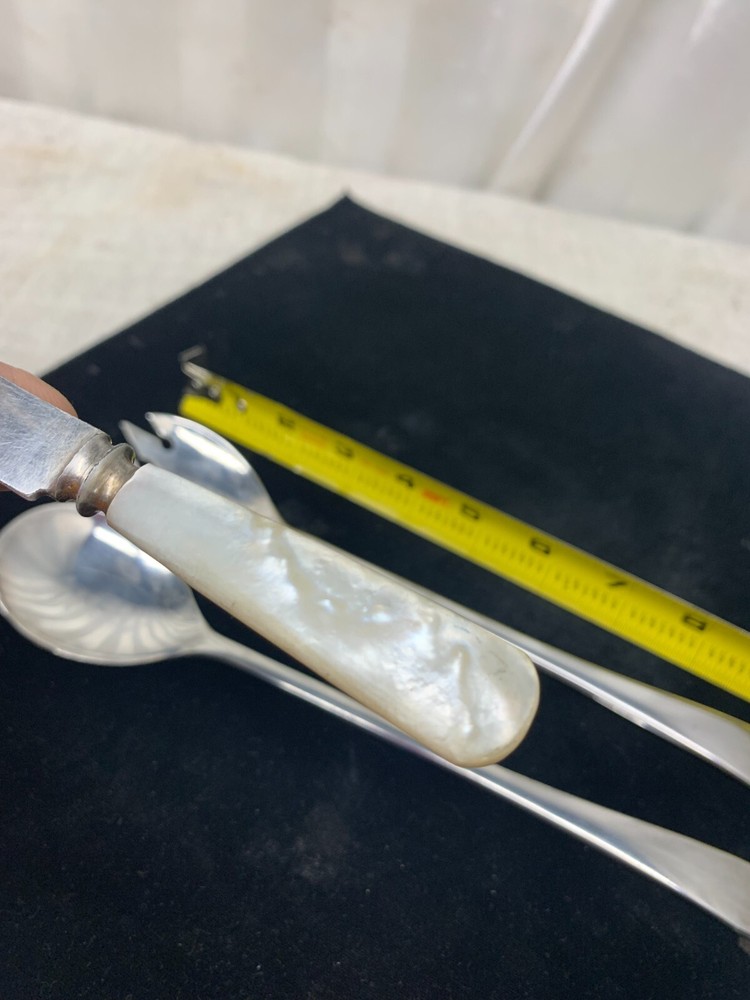 FB. Rogers Silver Plated Fork Spoon Serving Set & Mother Of Pearl Knife Landers