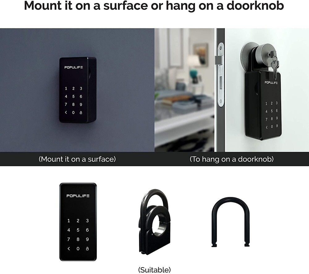 Populife Agent Home Lock Box smart Keybox Bluetooth Key Replaceable Password New