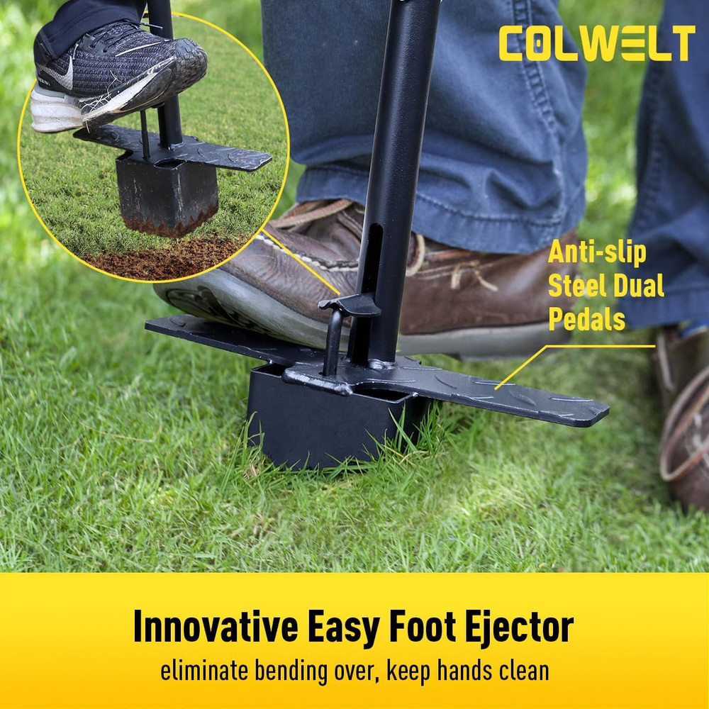 Sod Plugger Tool 36-INCH, Grass Plug Tool 3 X 3 Square with Serrated Base, Bulb