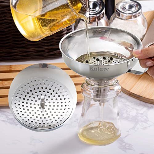 Canning Funnel Food Grade Stainless Steel Canning Funnel Strainer Wide Mouth