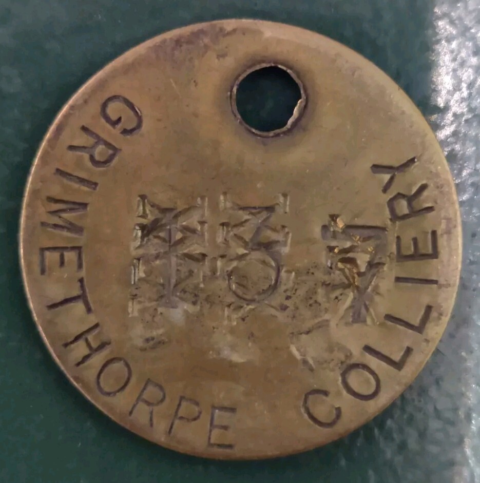 GRIMETHORPE Colliery Pit Check Tally - marked GRIMETHORPE COLLIERY 391