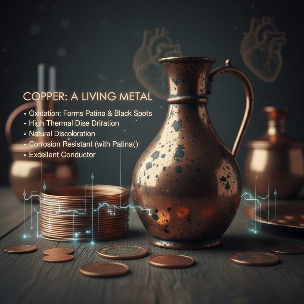 Pure Copper Water Bottle with Tumbler Set, Solid Ayurvedic Drinkware
