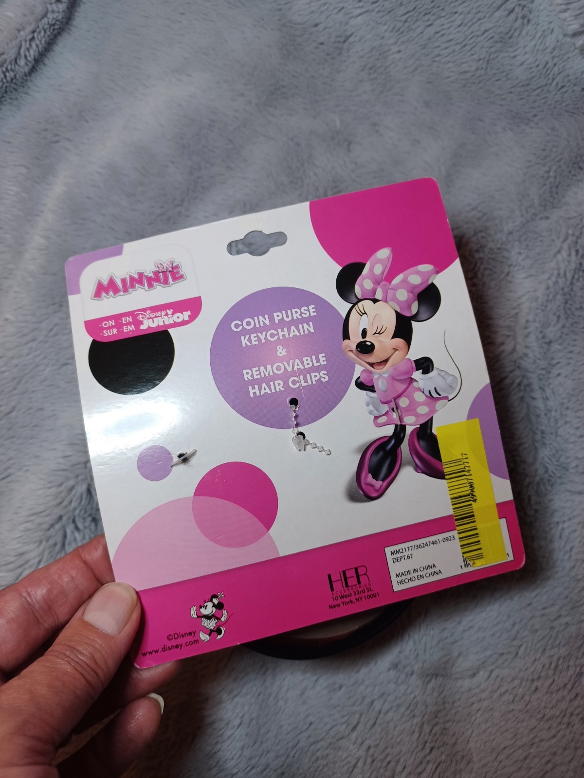NIB Minnie Mouse Coin Purse Keychain and Removable Hair Clips