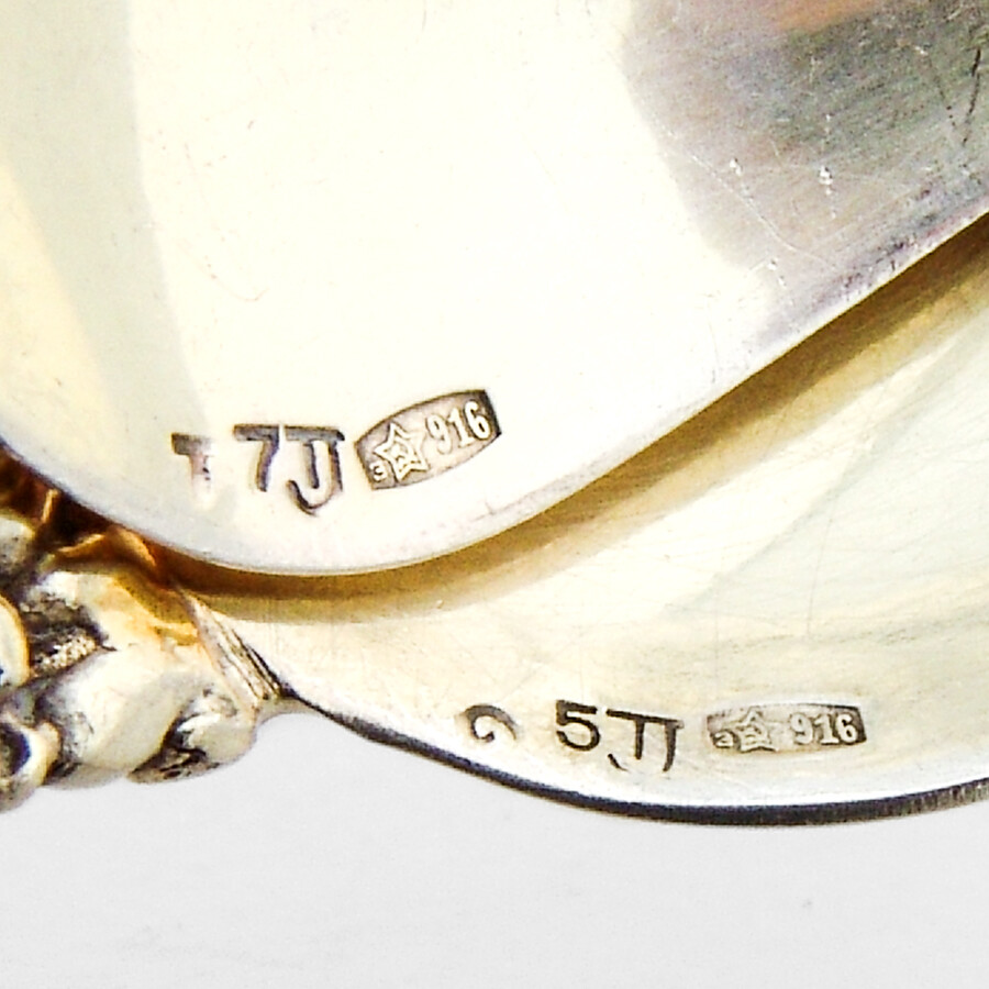 Soviet Russian Dessert Spoon Fork Set 916 Silver Post 1958