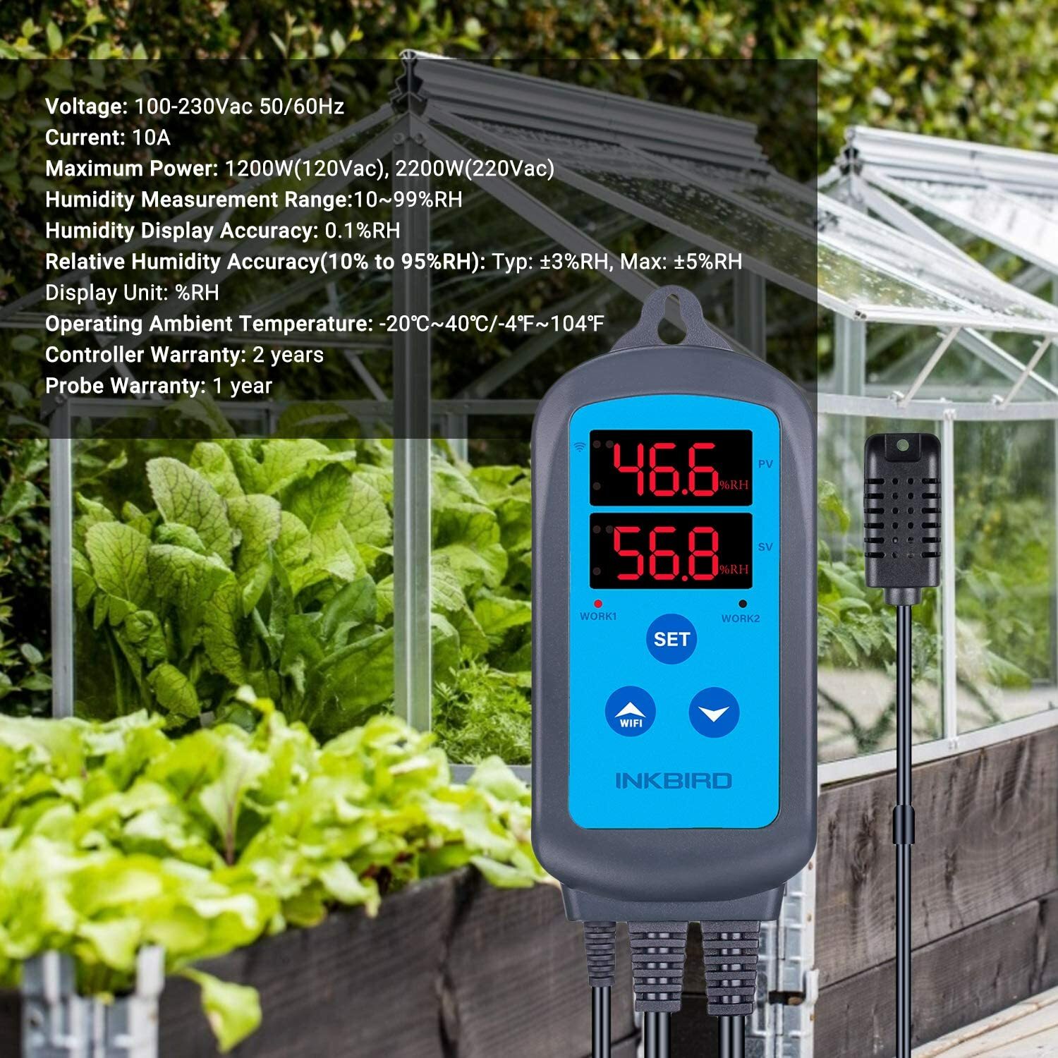 Inkbird Temperature Humidity Controller WiFi 2.4G Thermostat Outlets Humidistat