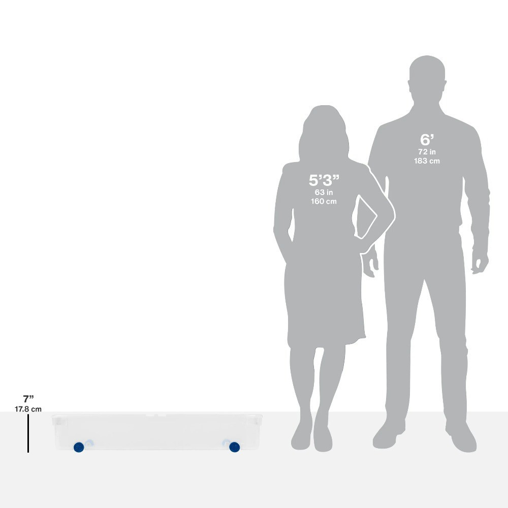 Storage Bin,66 Quart Clear Underbed Storage Container with Latch Lid and Wheels