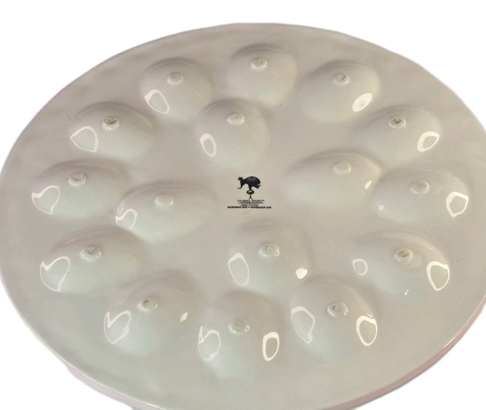 Pink Global Design Deviled Egg Plate Dish Tray Server Easter Spring Dish 16 Eggs