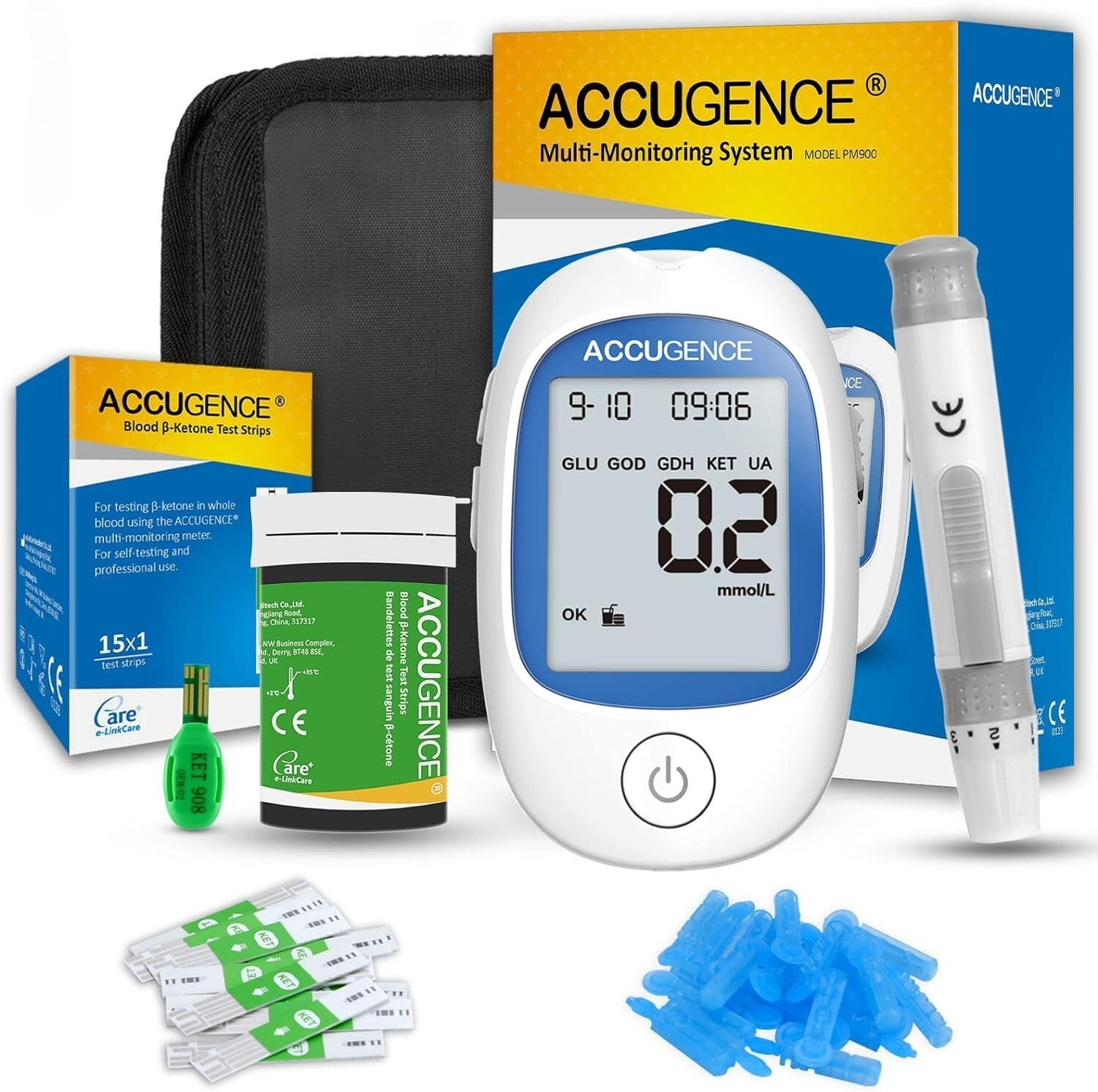 5 Second 3in1 Home Blood Ketone Tester Blood Glucose Meter Uric Acid Test lty
