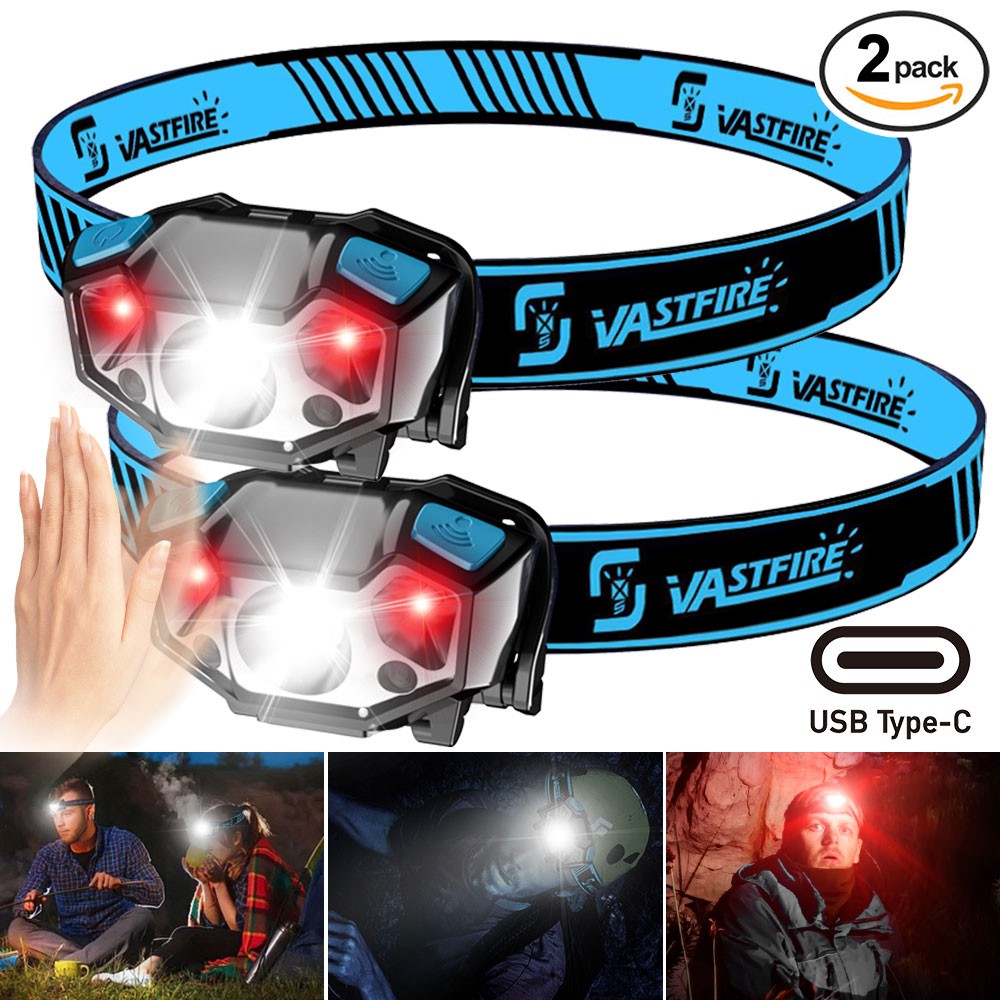 Ultra-Light Bright Light Motion Sensor LED Headlamp USB Rechargeable Head Torch