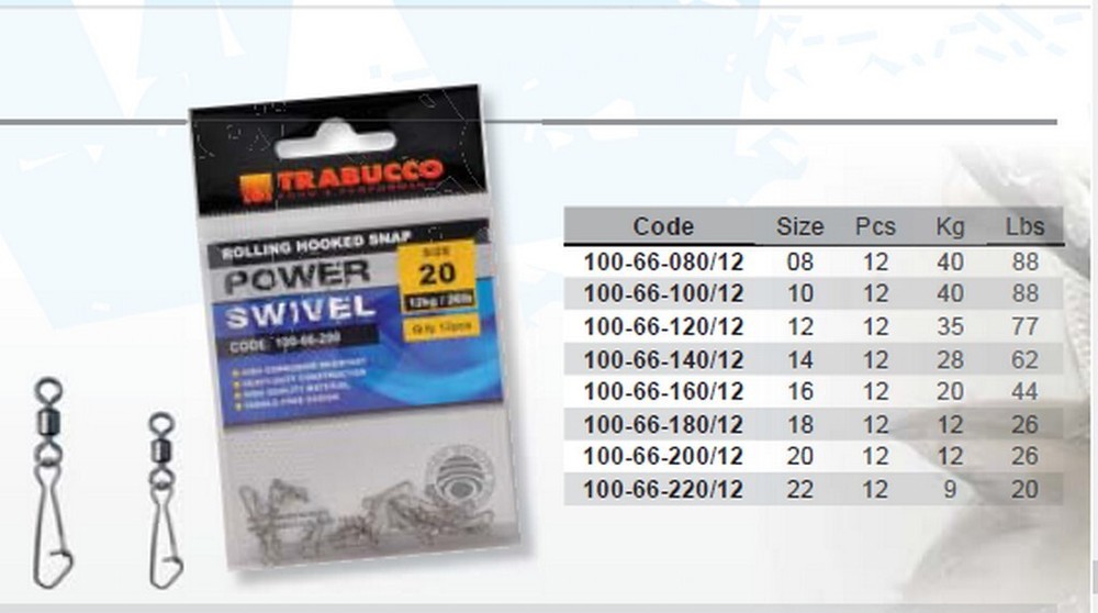 Trabucco Rolling Crane hooked snap Swivels 12 per pack FREE POST