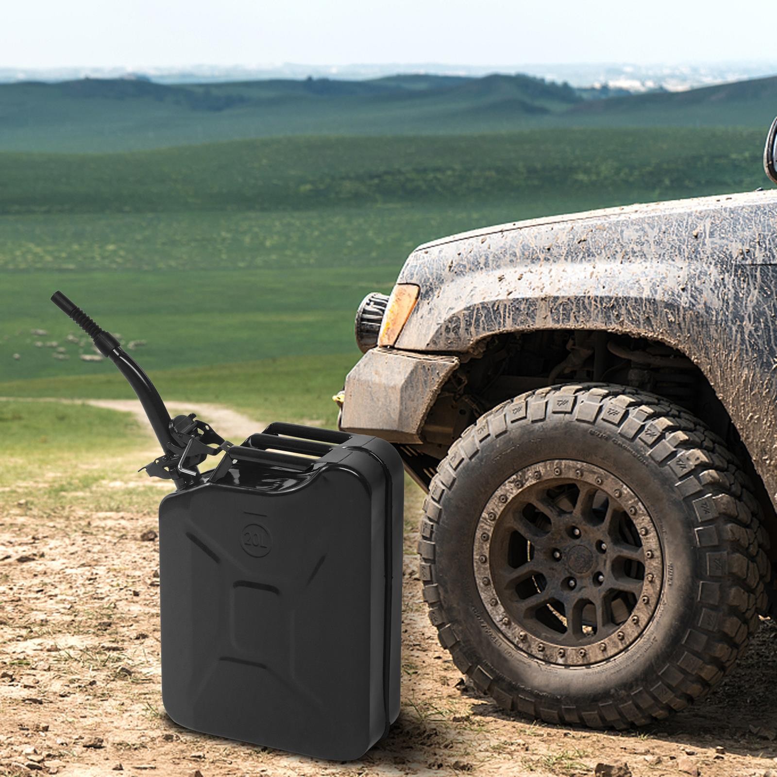 3 x Fuel Can 5 Gallon 20L Gasoline Gas Fuel Tank Military Emergency Backup Black