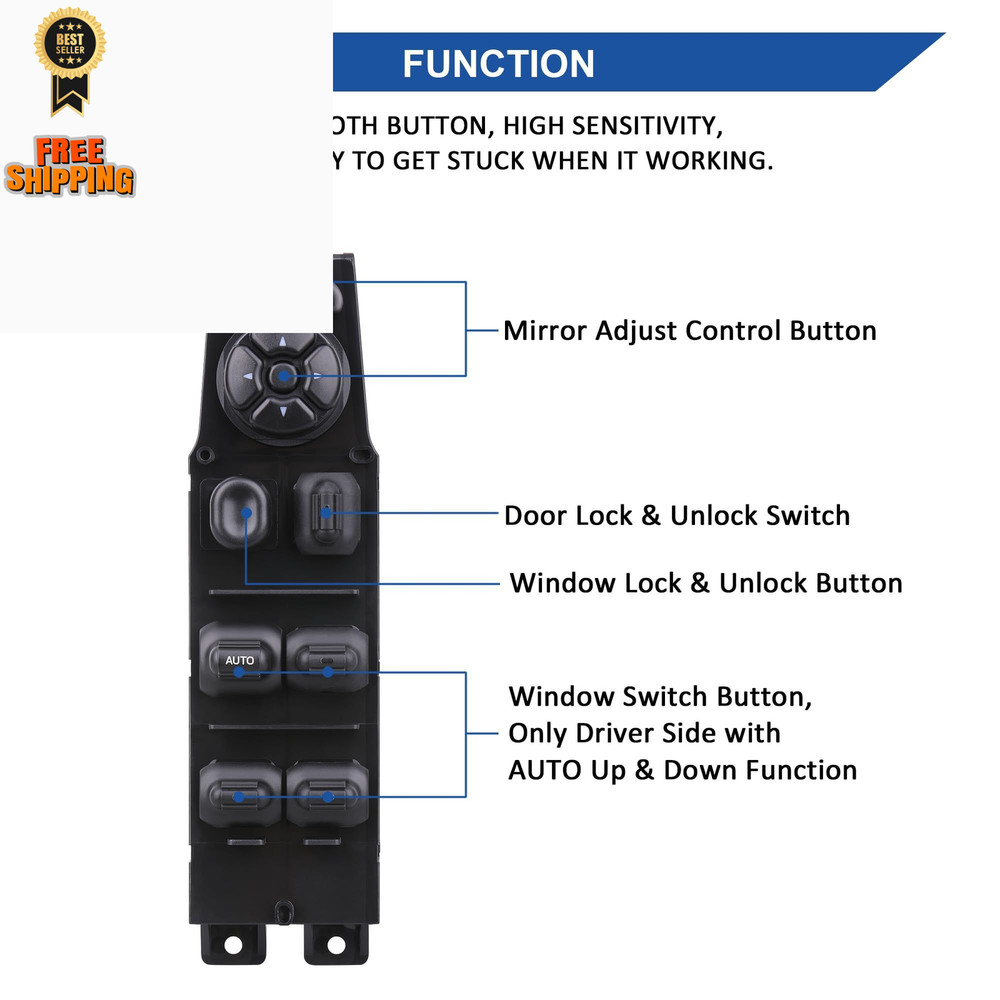 Obaee Driver Side Window Switch Power Control Compatible with 01-03 Dodge...