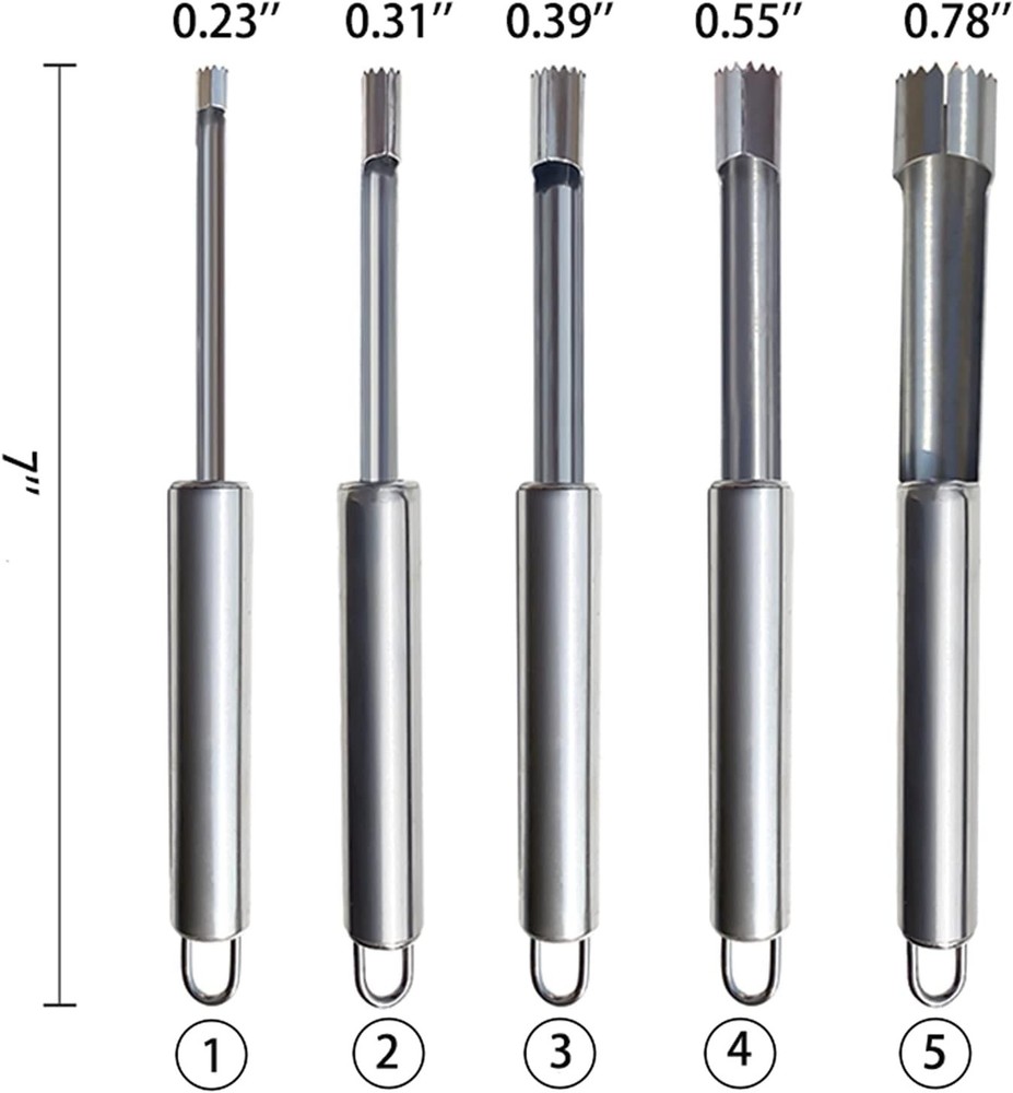 6 Pieces Corer and Pitter Fruit & Vegetable Multi-Function Stainless Corer an...