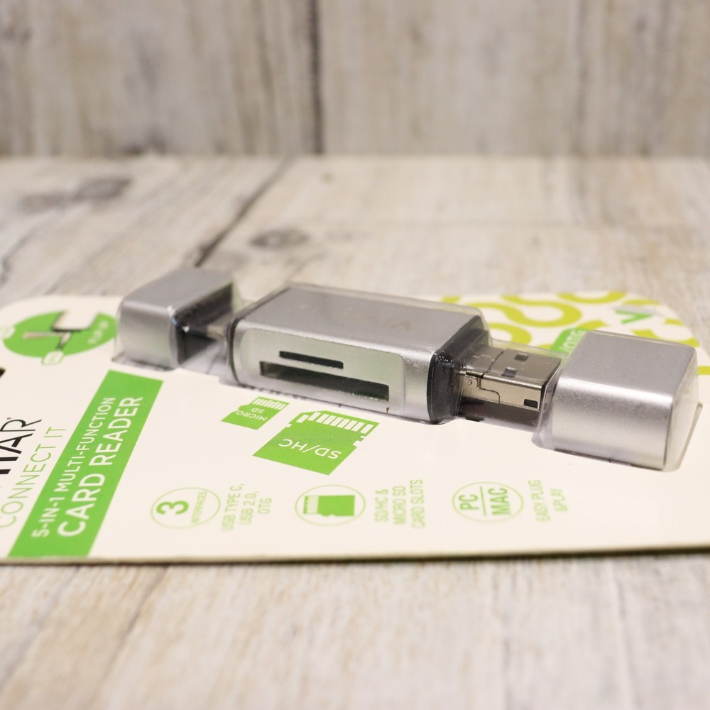 2 PK- Vivitar 5-1 Multi Function SD Card Reader 3 Interfaces PC/MAC Plug n Play