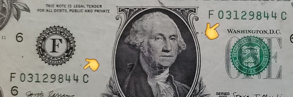 $1 Dollar US Bill Error" INK MIXTURE ERROR" PMG 30 VERY FINE