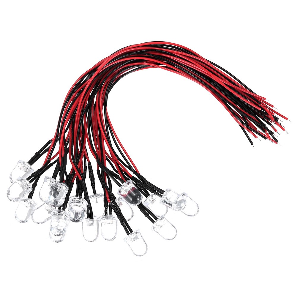 20 Pcs 3V DC 10mm LED Diode Light, Pink Light