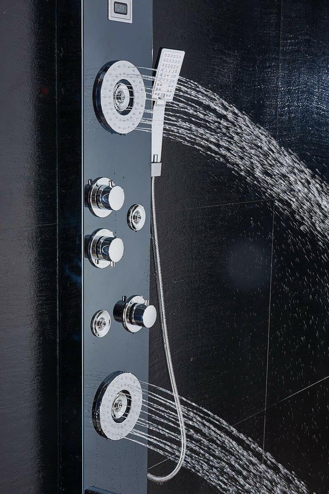 ELLO&ALLO Stainless Steel Shower Panel Tower System,LED Shower Head 6-Function
