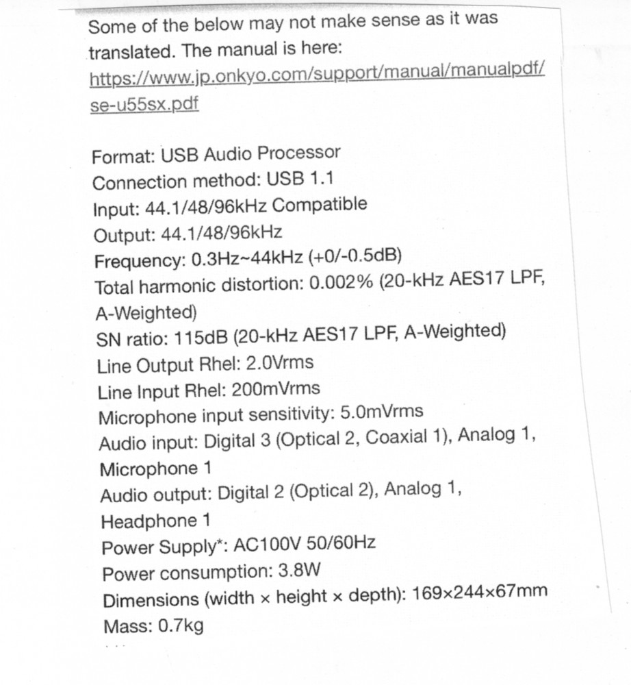 Onkyo SE-U55 Digital Audio Processors