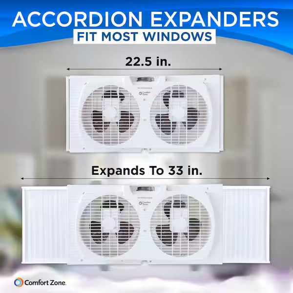 9 In. Twin Window Fan with Manually Reversible Airflow Control