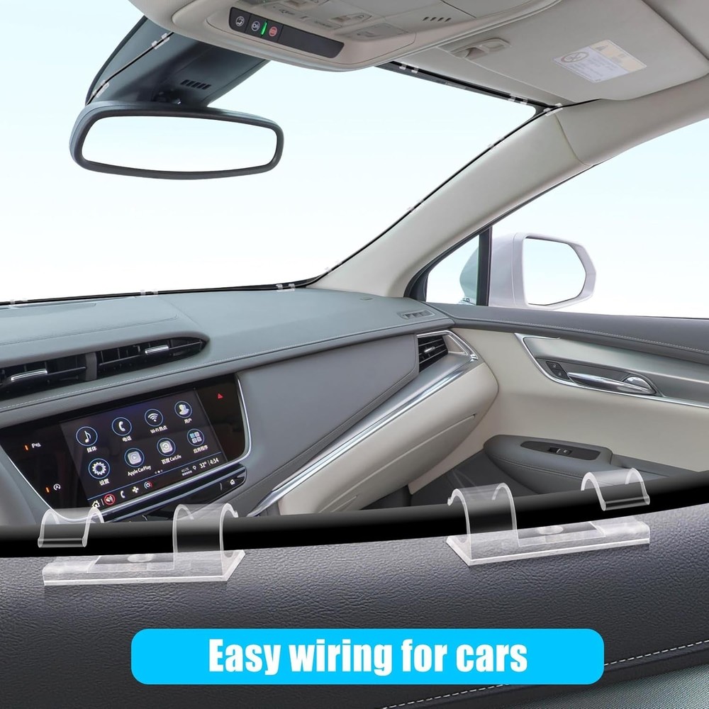 50 Medium Clear Cable Clips - Durable Self-Adhesive Wire Holders for Any Surface