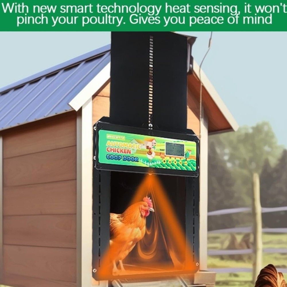 Automatic Chicken Coop Door Auto Chicken Door Opener Timer & Light Sensor