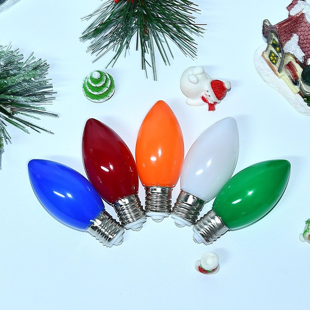 Chritsmas Multicolor C9 LED Replacement Bulbs,25 Pack Colored Plastic Shatter...