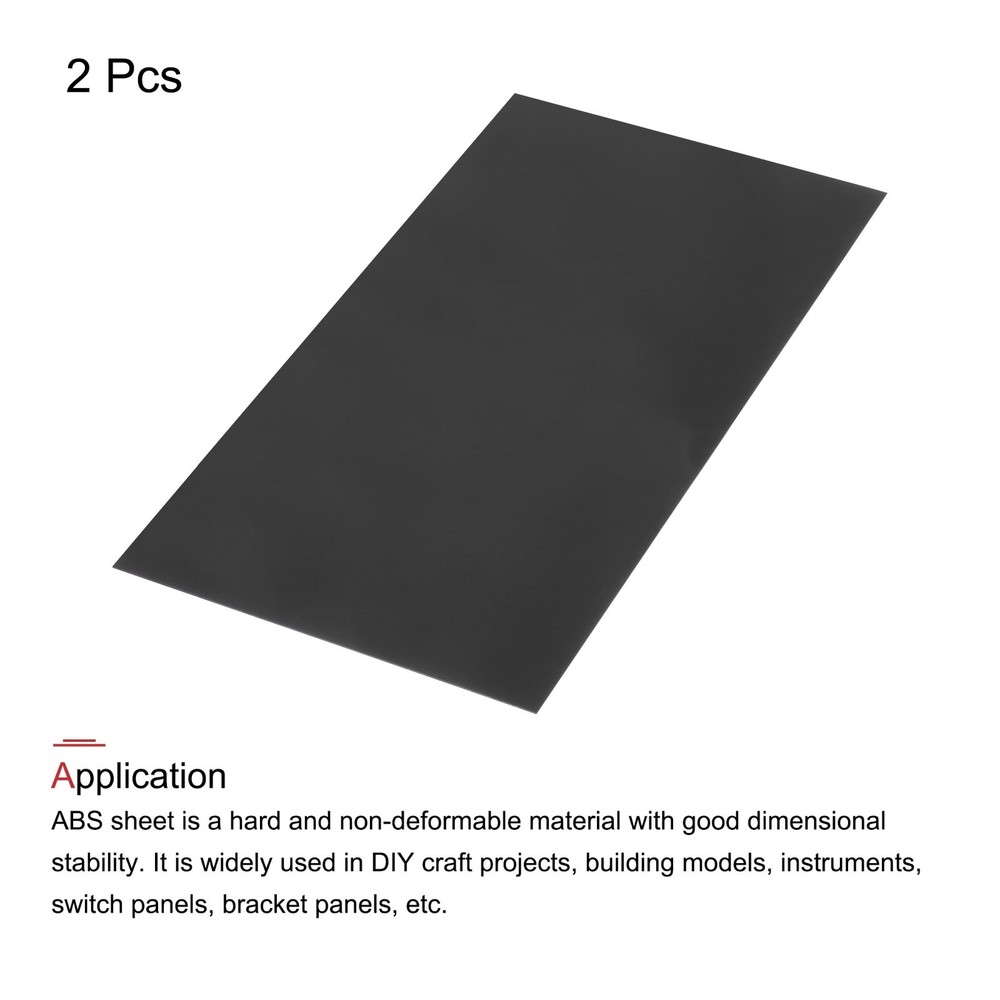 ABS Plastic Sheet 24" x 12" x 0.06" ABS Styrene Sheets Black 2 Pcs