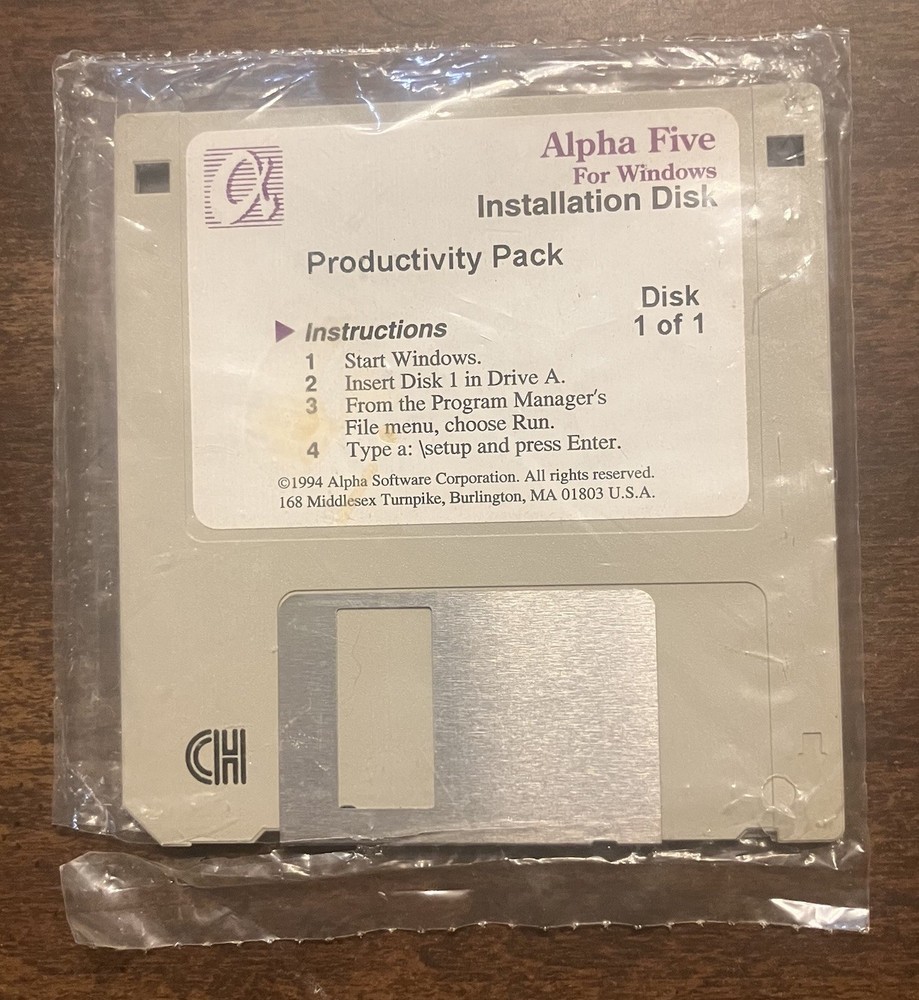 SEALED Alpha Five Windows Application II Pack + Productivity Pack 3.5” Floppy x3