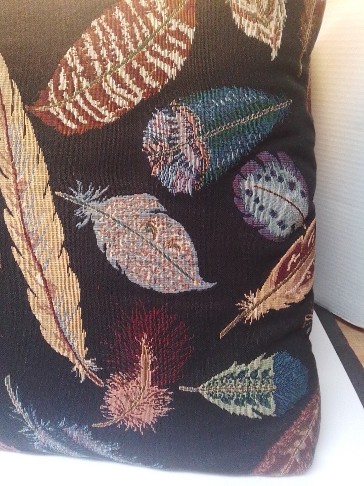 Large Embroidred Pillow Multiple Feather Pattern 20" X 20"