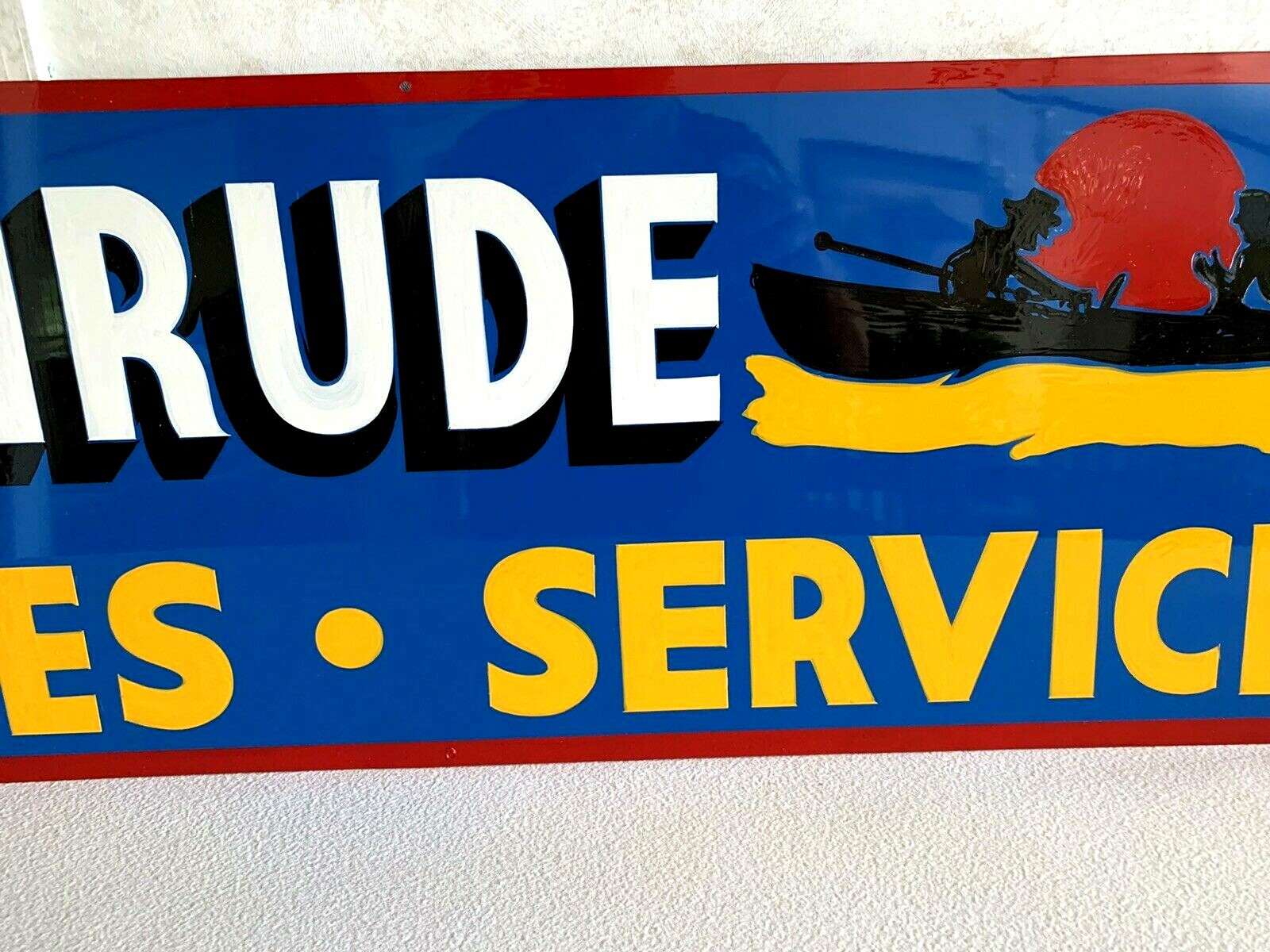 Vintage Hand Painted Evinrude Boat Parts Service Shop Sign
