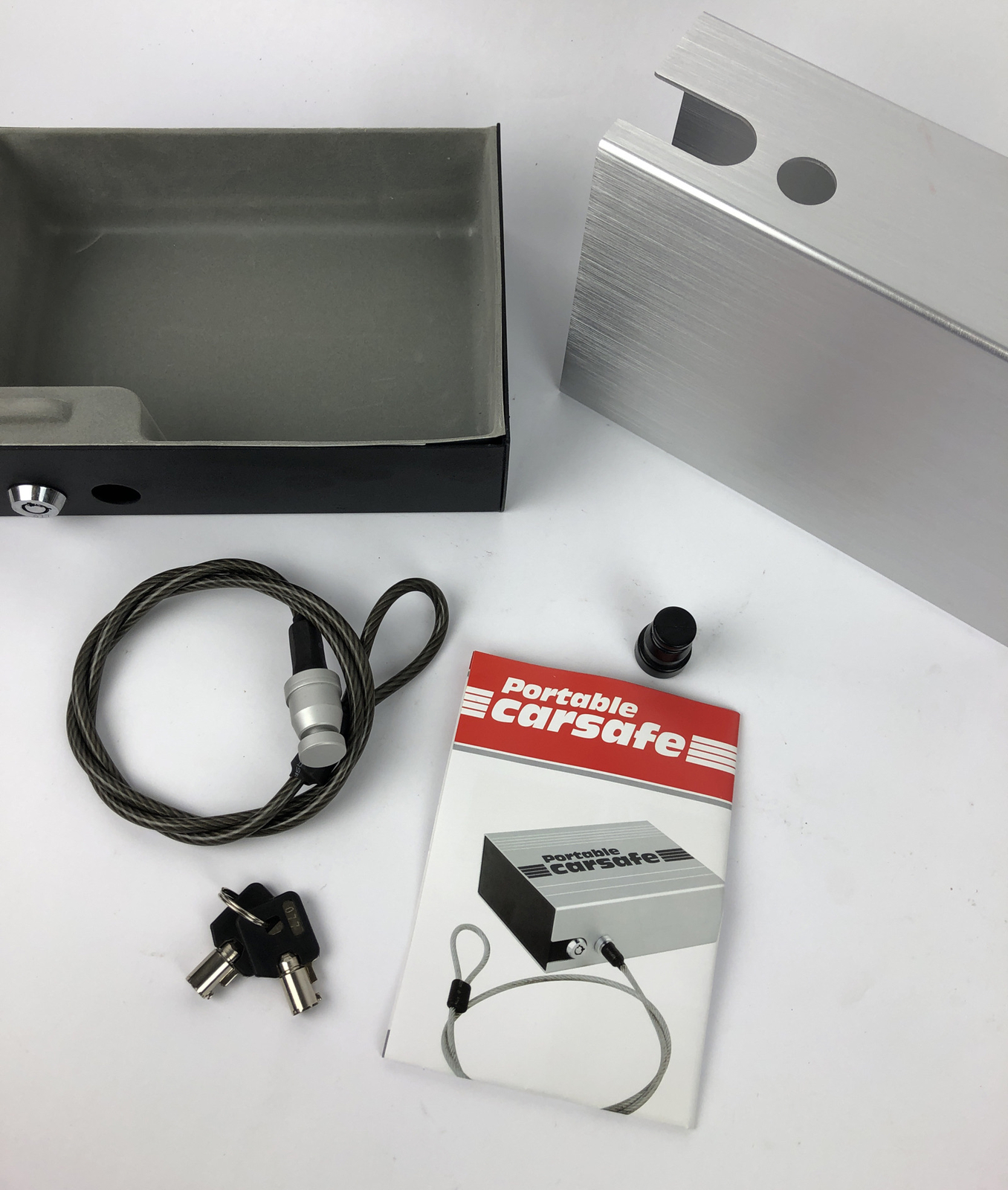 CAR SAFE Portable Small Car Gun Safe for Pistols Handgun Valuables Key Lock LOOK