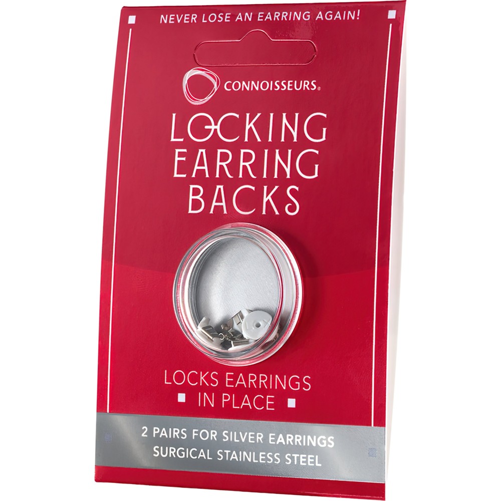 Locking Earring Backs for Silver earrings, 2 Pair