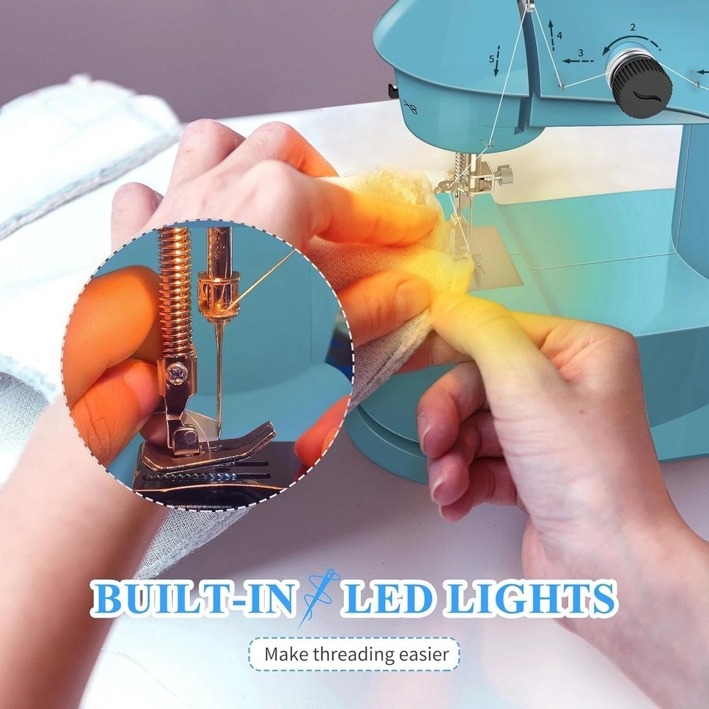 Mini Electric Sewing Machine for Beginners - Complete Set with Finger Guard