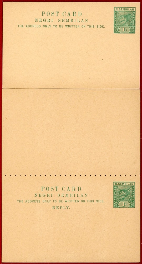 Malaya Negri Sembilan, 1c Tiger Postal Cards, Including Double Reply