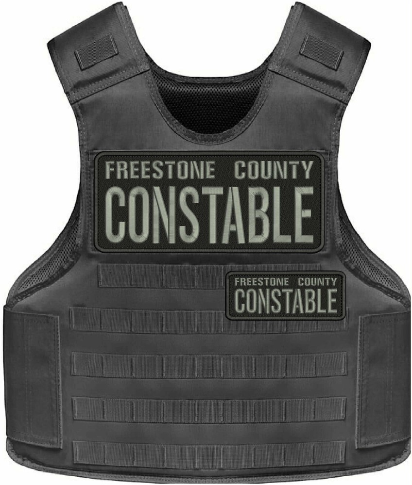 Freestone County Constable EMB Patch 10x4 & 5x2 Velcr@ On Back Gray On Black