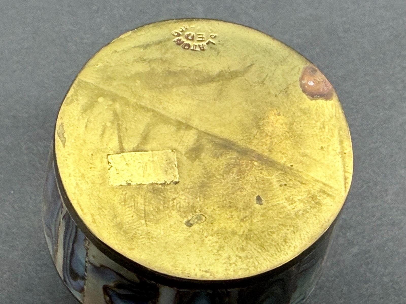 Vintage Brass and Abalone Barrel Shaped Shell Shot Glass Made in Mexico