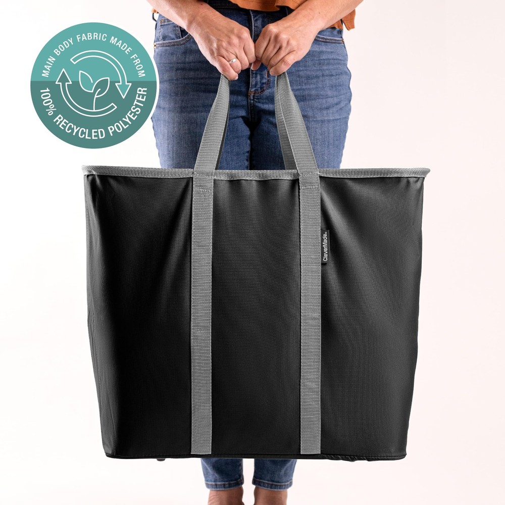 CleverMade Collapsible Laundry Caddy – Foldable 2 Pack, Black Gray