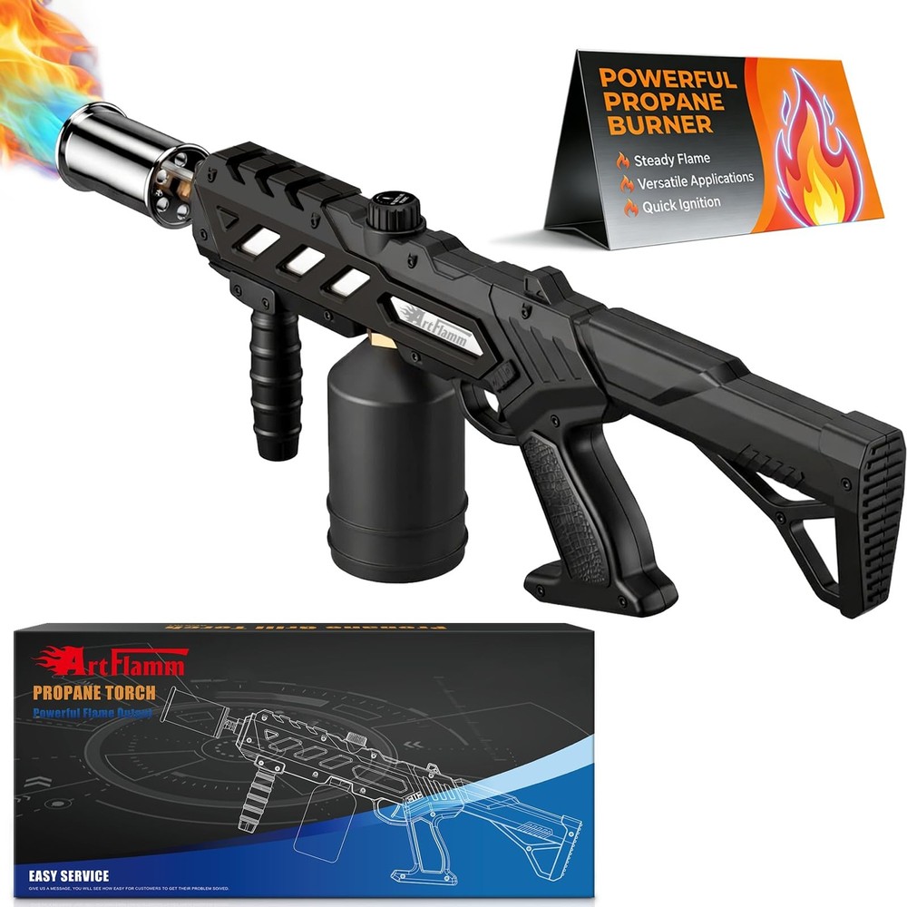 Powerful Detachable Propane Torch Gun - Adjustable Flame BBQ Burner, Campfire &