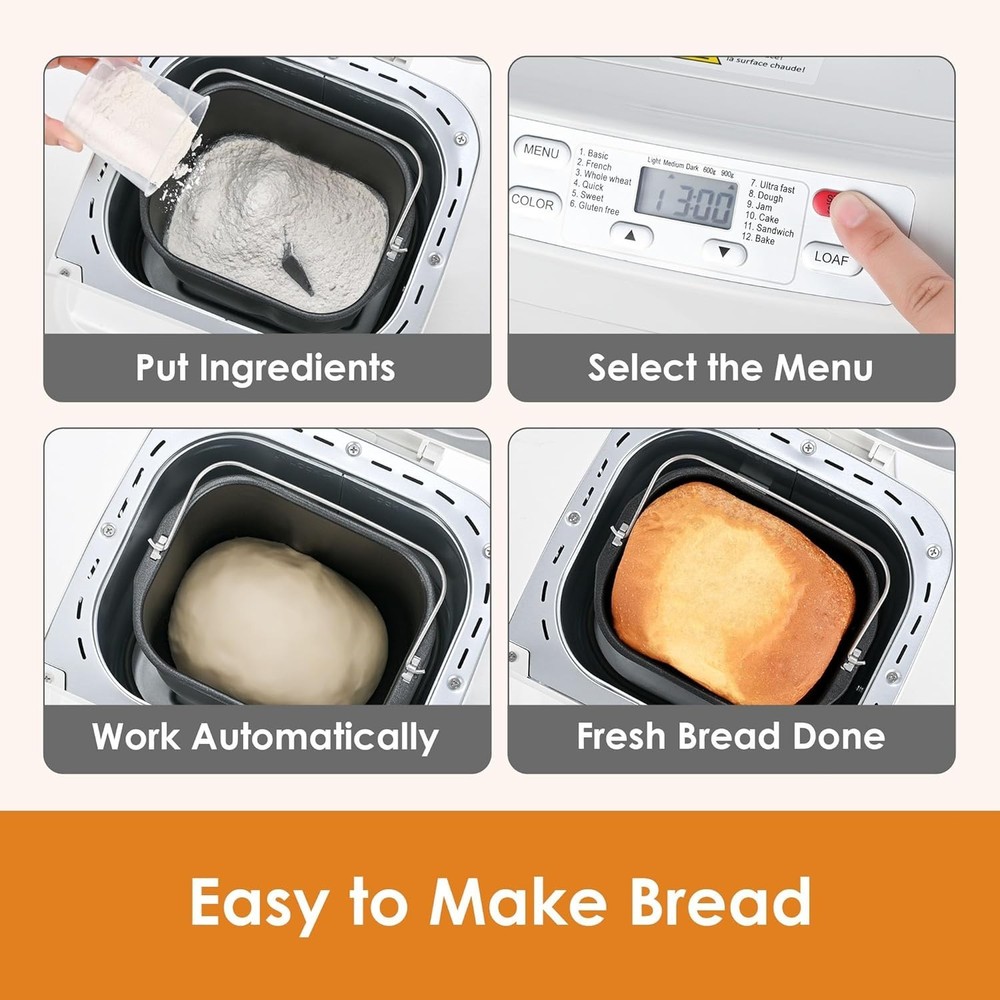 Kitchen in the Box 12-in-1 Smart Bread Maker with Delay Timer, Nut Dispenser