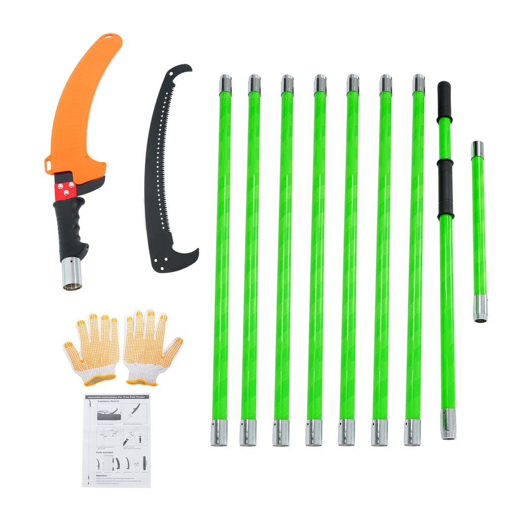 27/30 Feet Tree Pole Pruner Manual Branches Loppers Hand Pole Saws Extendable