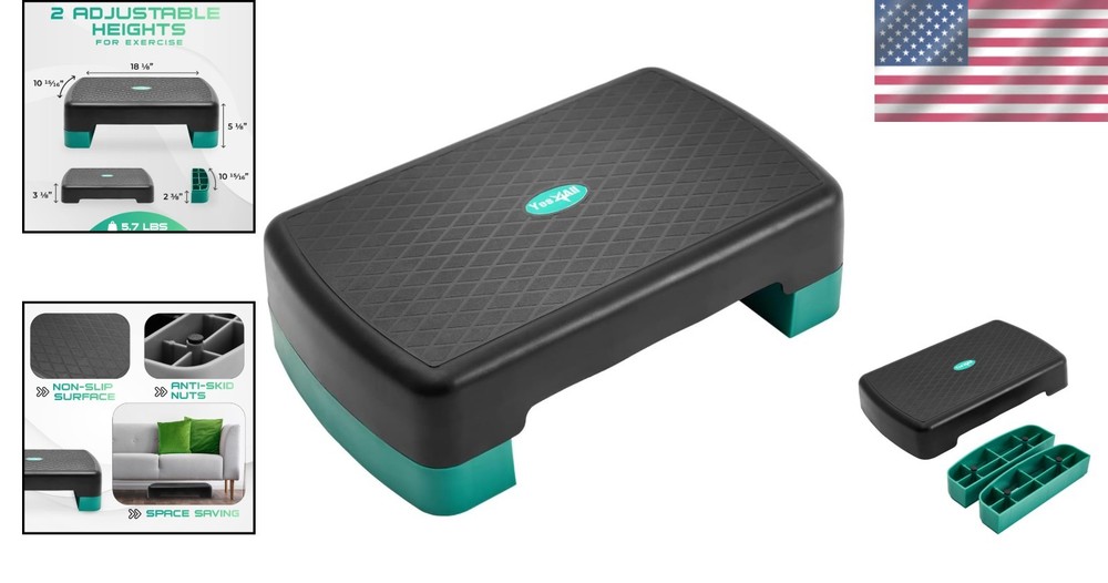 Adjustable 18.9" Aerobic Step Platform with 2 Risers for Ultimate Home Workouts