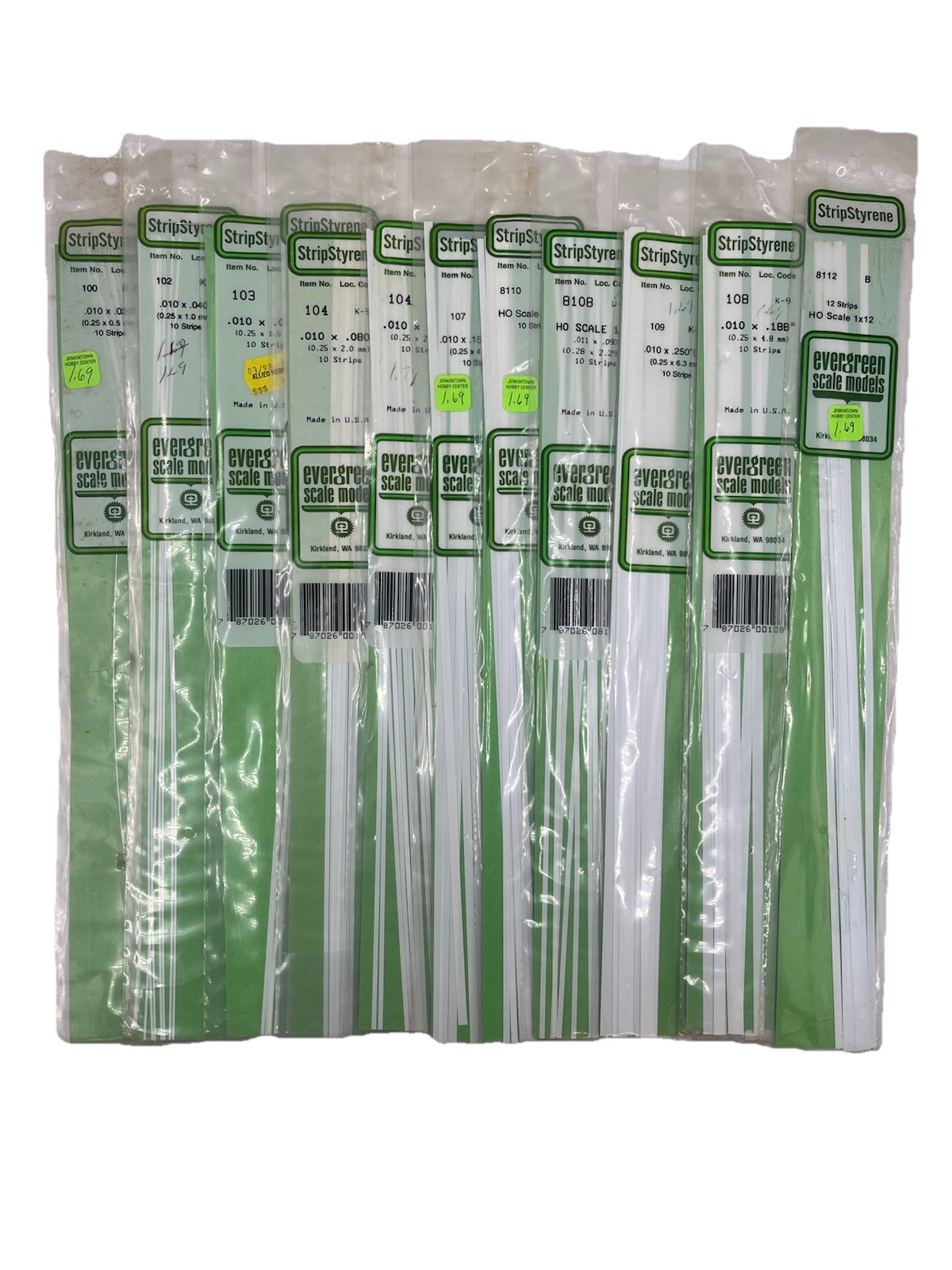 Ho Scale Strip Styrene Evergreen Scale Models 100, 102, 8110 & More Large Lot