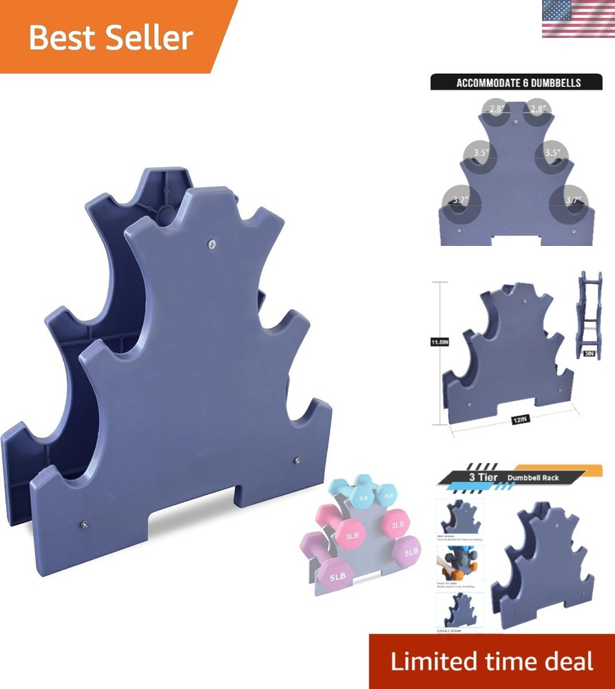 Triangular Dumbbell Storage Rack for Up to 6 Weights - Lightweight & Durable