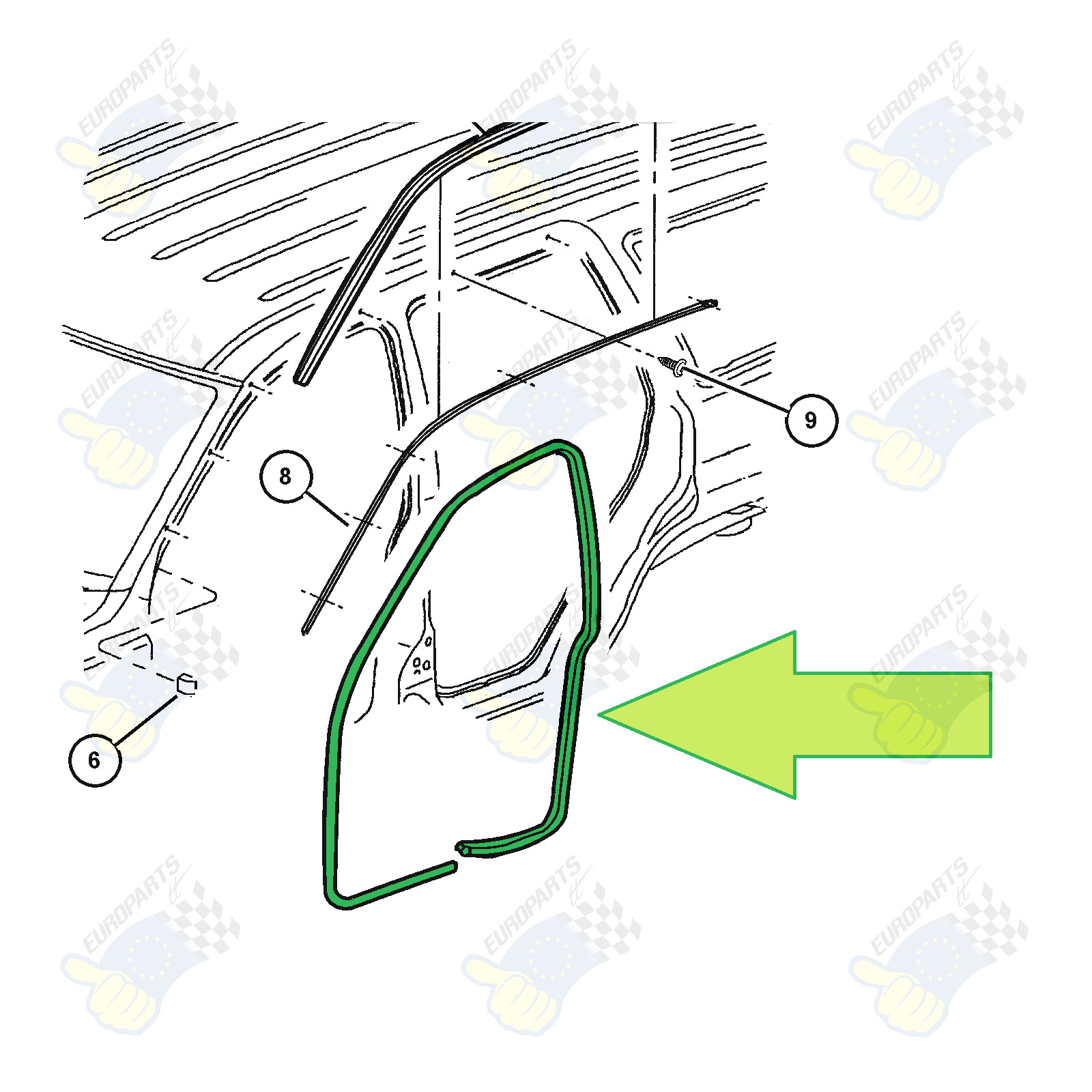 Jeep Grand Cherokee WJ 5-Piece Rubber Seal Weatherstrip Set Doors & Liftgate