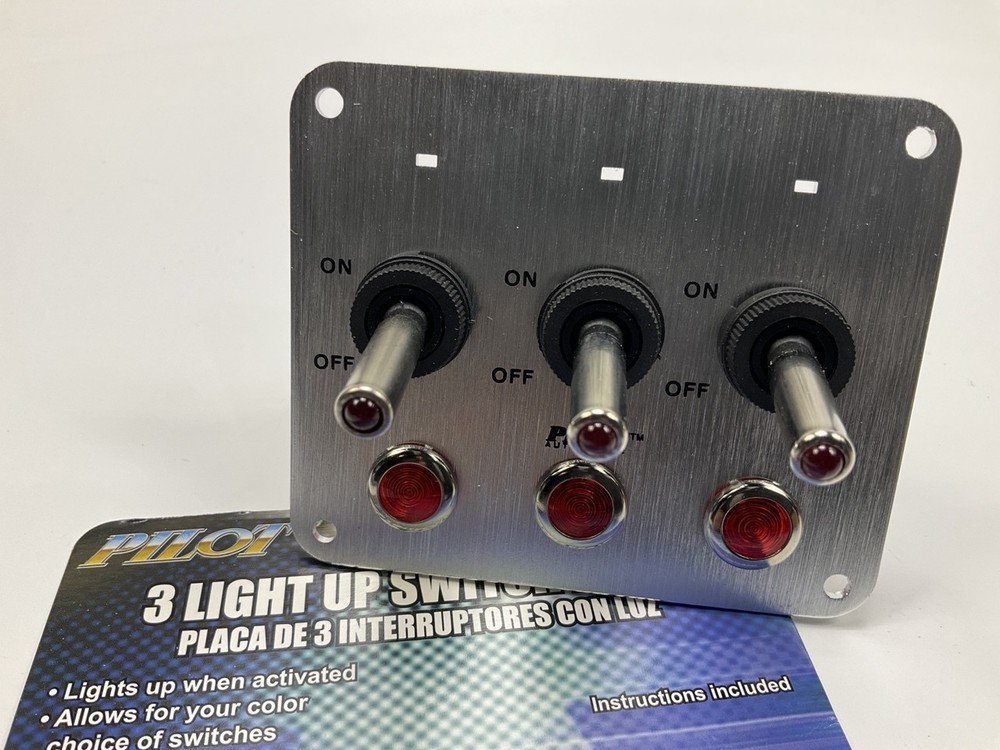 PILOT Universal Billet Toggle Switch Mount Panel With (3) Toggle Switches