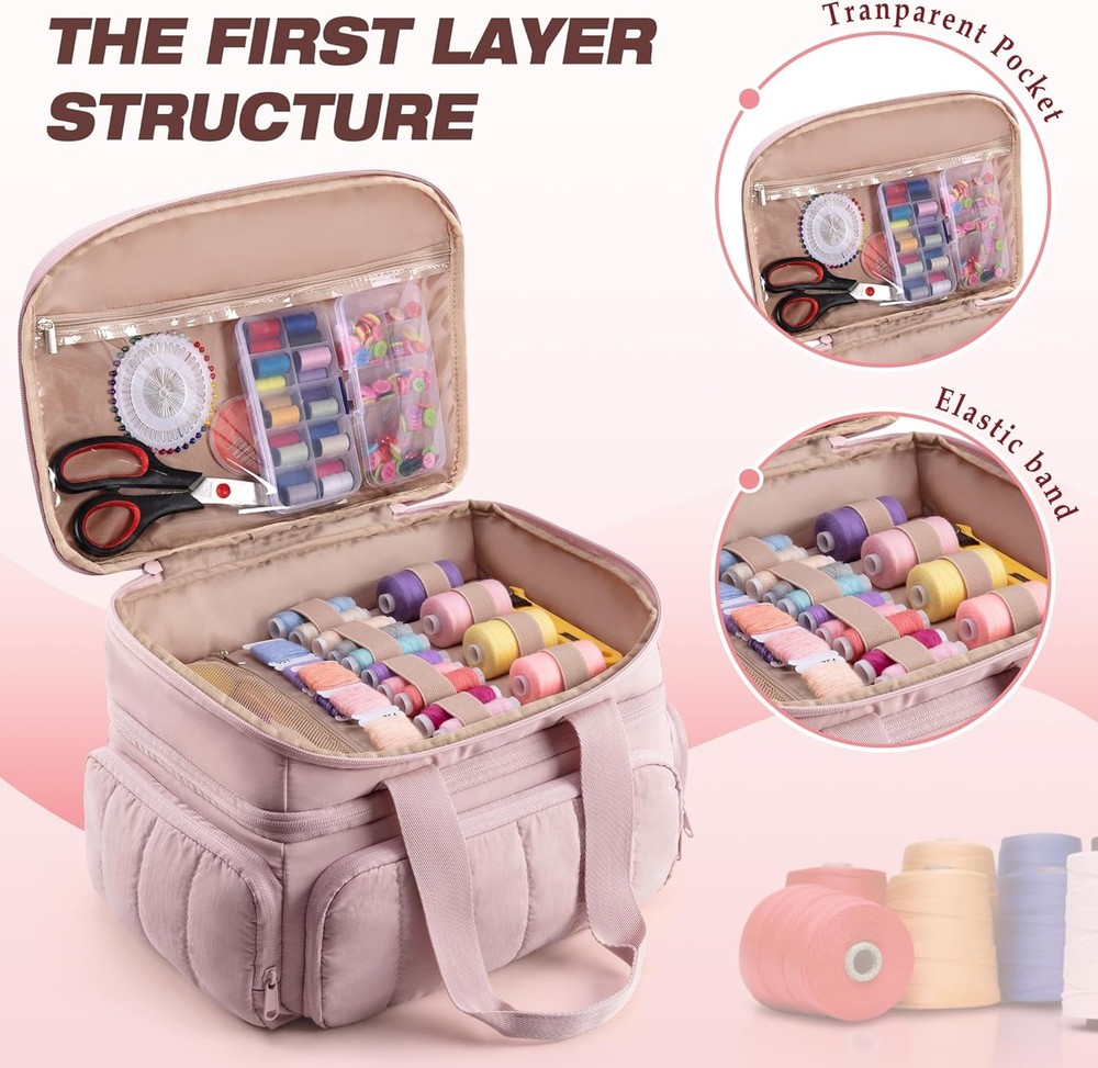 with Multiple Pockets and Detachable Dividers, Storage Box for Threads, Needles